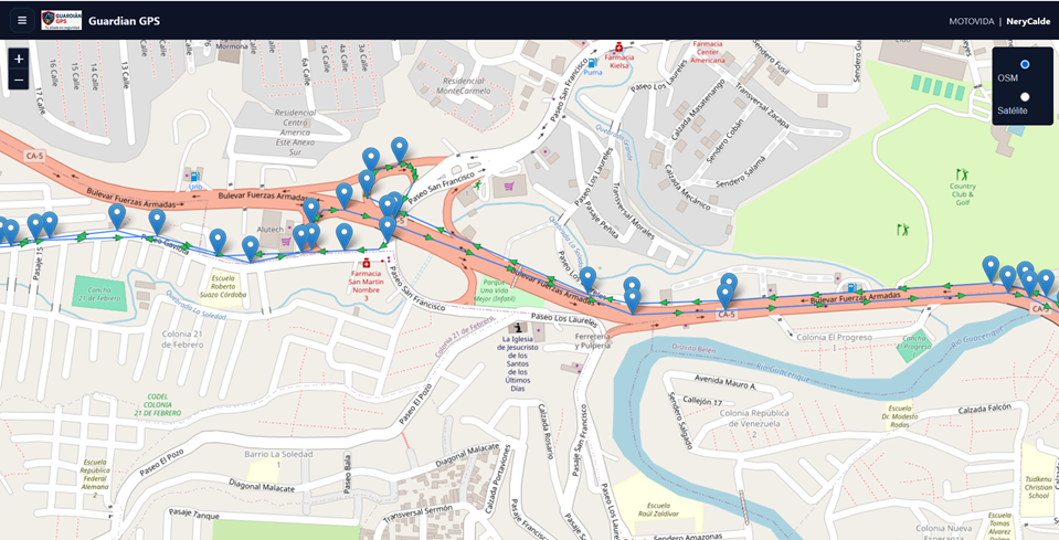 Vista en PC de Guardián GPS